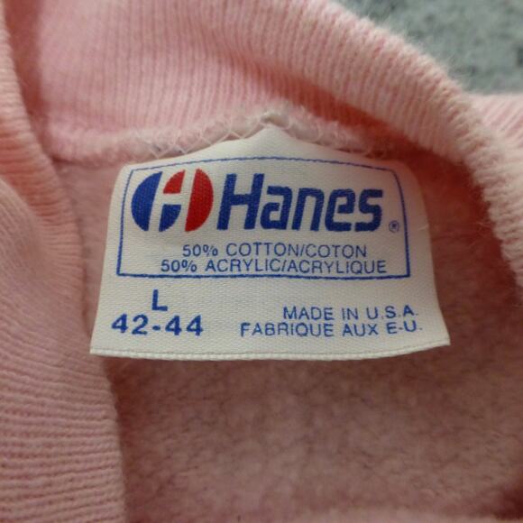 VTG Hanes Sweater Womens Large Seahorse Puff Paint Pink Graphic USA Made 90s - Picture 6 of 10